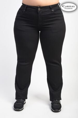 Pantalón negro con rodilla y bajo amplio en tallas grandes